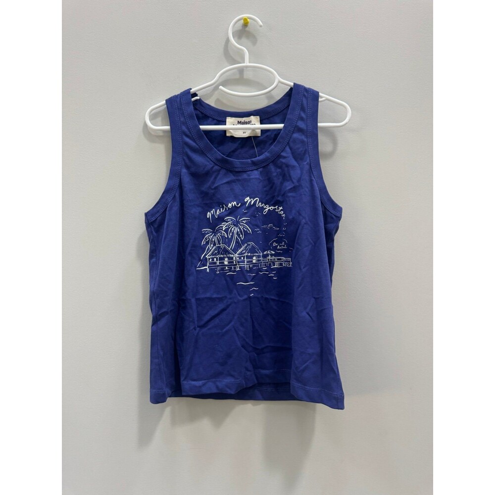NWOT Maison Mangostan Blue Tropical Graphic Tank Top 8Y